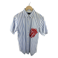 CDG Homme Plus SS18 Striped Shirt — Rolling Stones Tongue Print