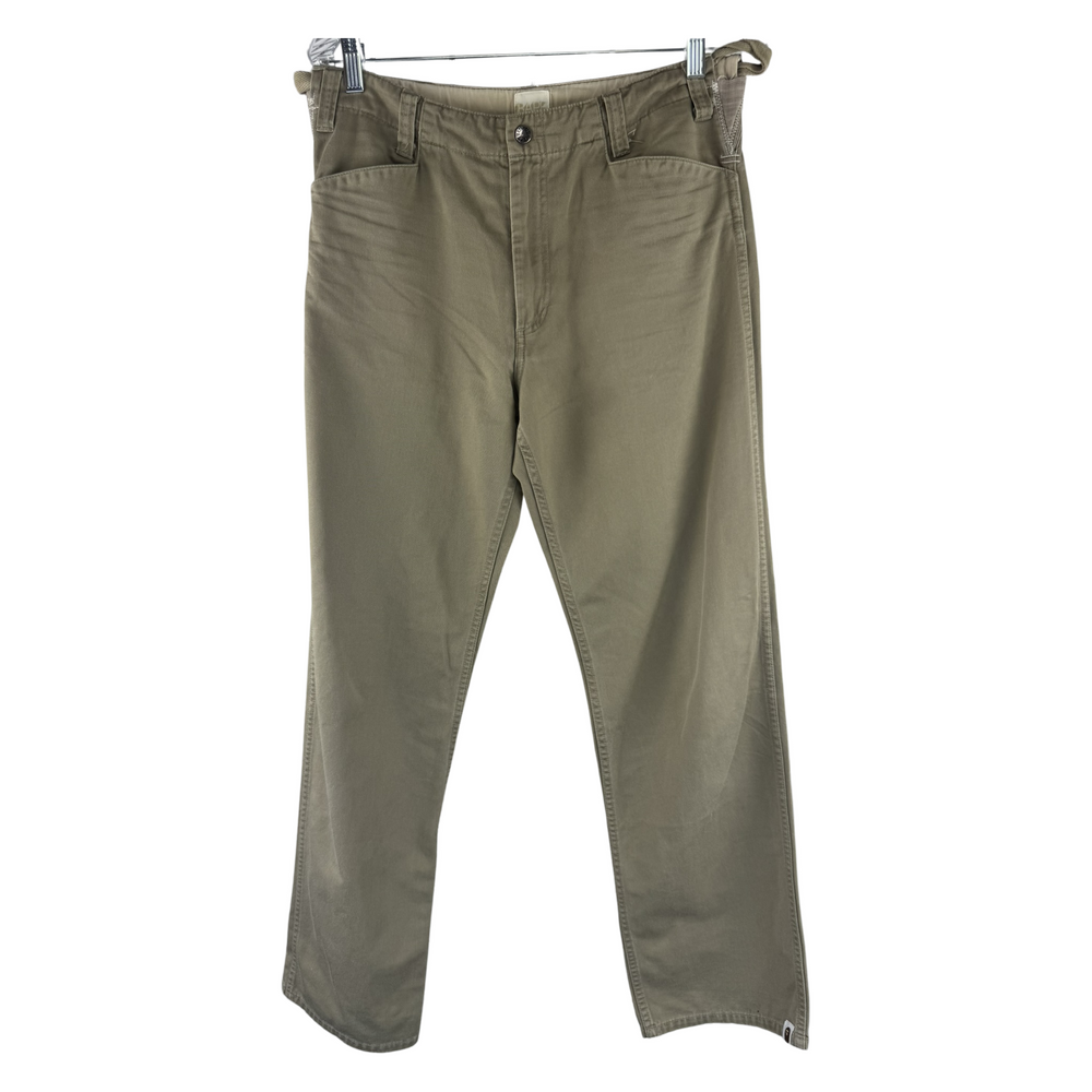 BAPE Khaki Chino Pants - Collegiate Back Logo