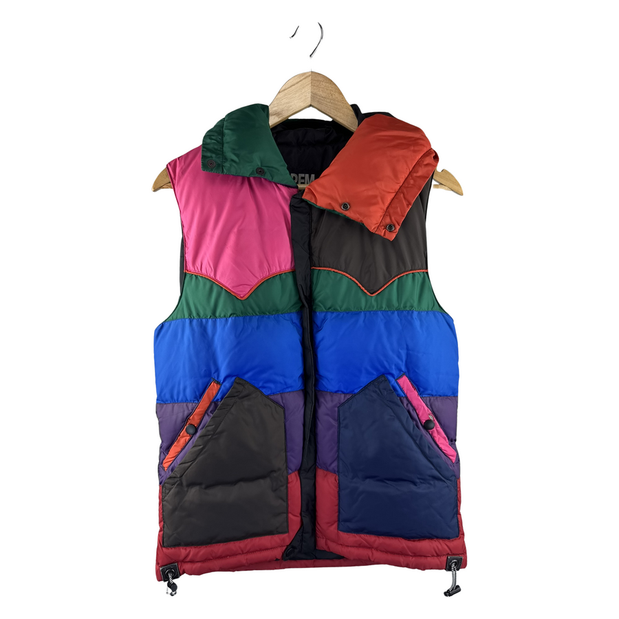 PPFM Multicolor Colorblock Hooded Puffer Vest — Western Yoke Panel