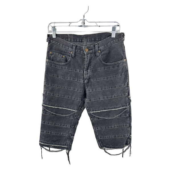 Hysteric Glamour 'Kinky Jeans' Distressed Denim Shorts — Horizontal Slash Detail, Faded Black