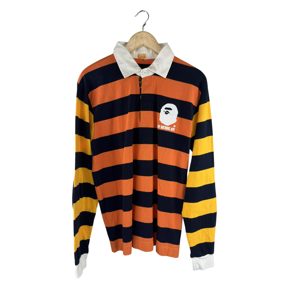 BAPE Baby Milo Striped Rugby Polo - Navy/Orange/Yellow
