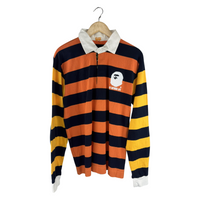 BAPE Baby Milo Striped Rugby Polo - Navy/Orange/Yellow
