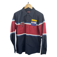 Hysteric Glamour Racing Patch Work Shirt - Navy/Burgundy