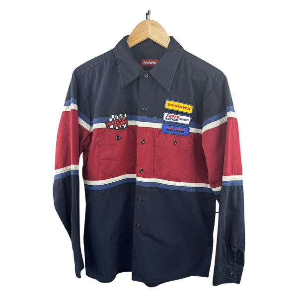 Hysteric Glamour Racing Patch Work Shirt - Navy/Burgundy