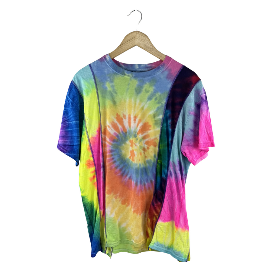 Needles Rebuild Tie-Dye Short Sleeve Tee — Multi-Panel Spiral Dye #04
