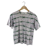 Junya Watanabe MAN Floral Tee — All-Over Barbed Wire Print