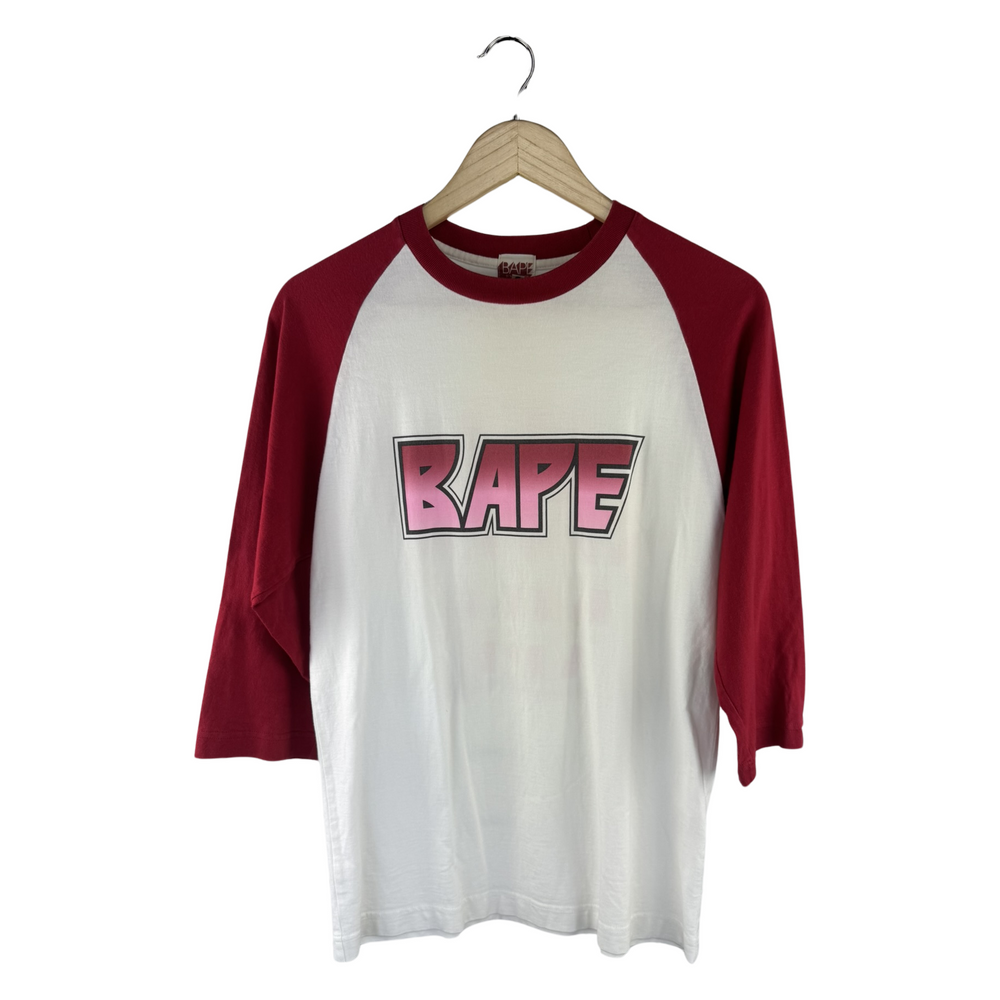 BAPE Raglan Three-Quarter Sleeve T-Shirt - Red/White