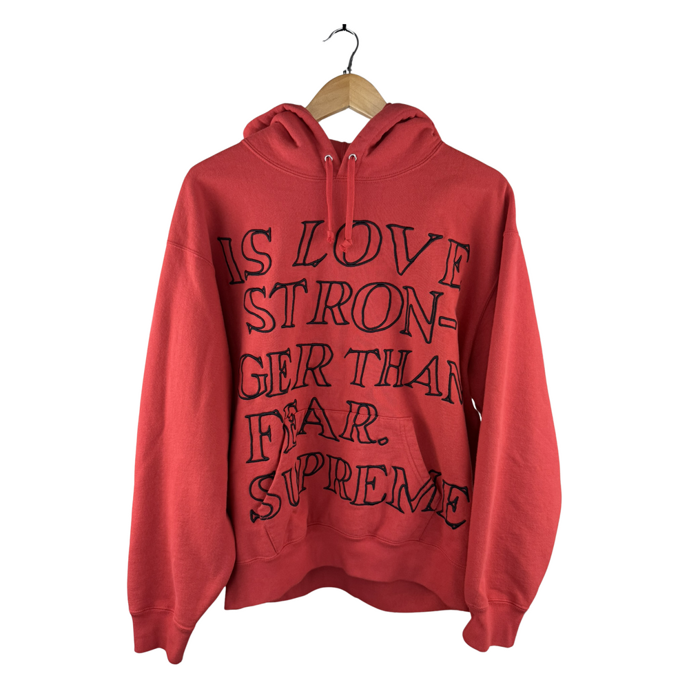 Supreme 'Is Love Stronger Than Fear' Hoodie — Red