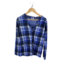 Junya Watanabe MAN Plaid Cardigan — Blue Multi Tartan Knit