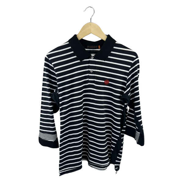 Undercoverism Striped Polo Shirt — Navy/White Marinière with Spiral Logo
