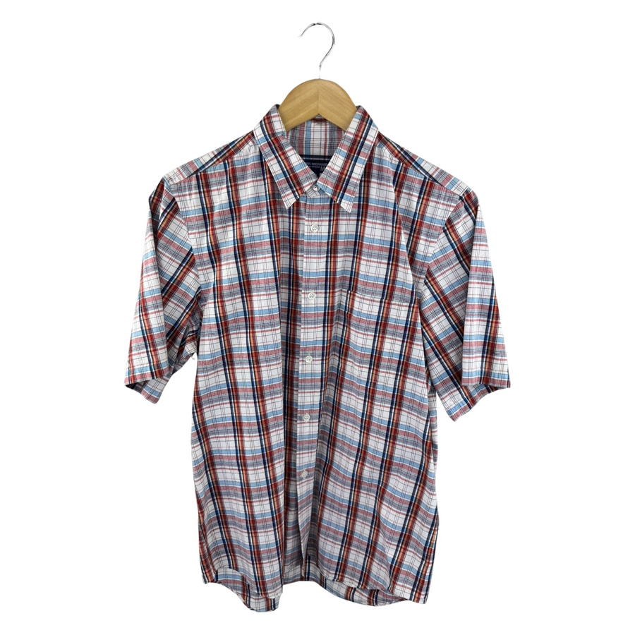 Junya Watanabe MAN 'High Roller' Plaid Short-Sleeve Shirt — Yellow Back Graphic