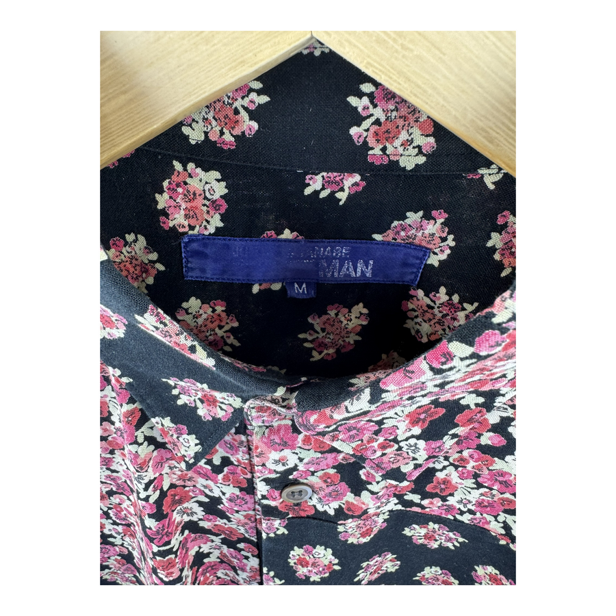 Junya Watanabe MAN Floral Patchwork S/S Shirt — Multi-Print Black/Pink