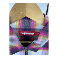 Supreme Plaid Zip Flannel Shirt — Pink/Yellow/Grey Multi