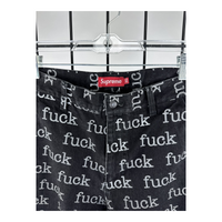 Supreme SS19 'Fuck' Text Jacquard Denim Shorts — Black, Size 30