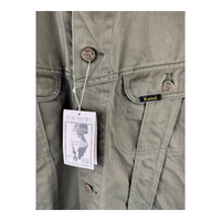 Kapital Kountry Trucker Jacket — Skeleton Rib Cage Appliqué, Olive