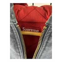 Supreme AW05 'Red Built' Hooded Work Jacket — Washed Navy Canvas