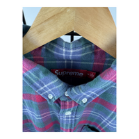 Supreme Plaid Flannel Button-Down Shirt — Blue/Red/Green Tartan
