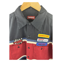 Hysteric Glamour Racing Patch Work Shirt - Navy/Burgundy